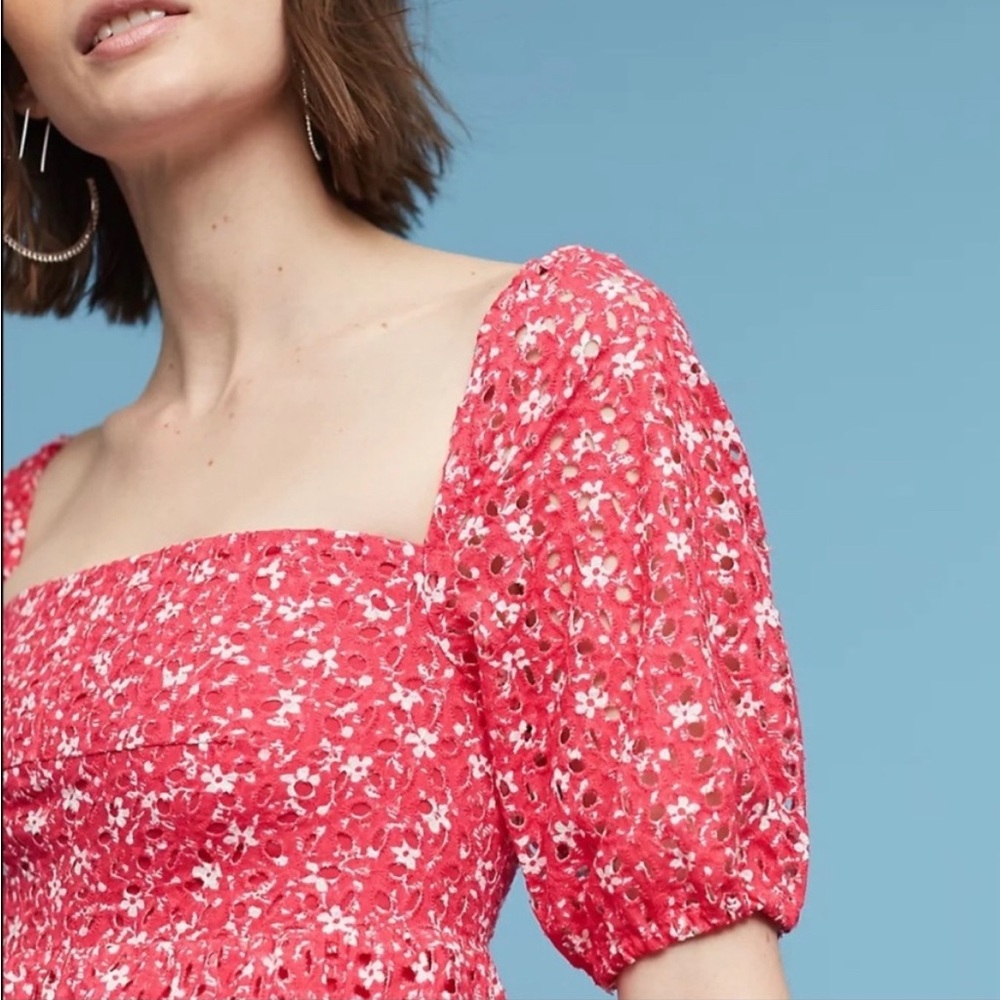 Anthropologie Maeve Lillianne Babydoll Eyelet Dress. Size 14 - Picture 2 of 9